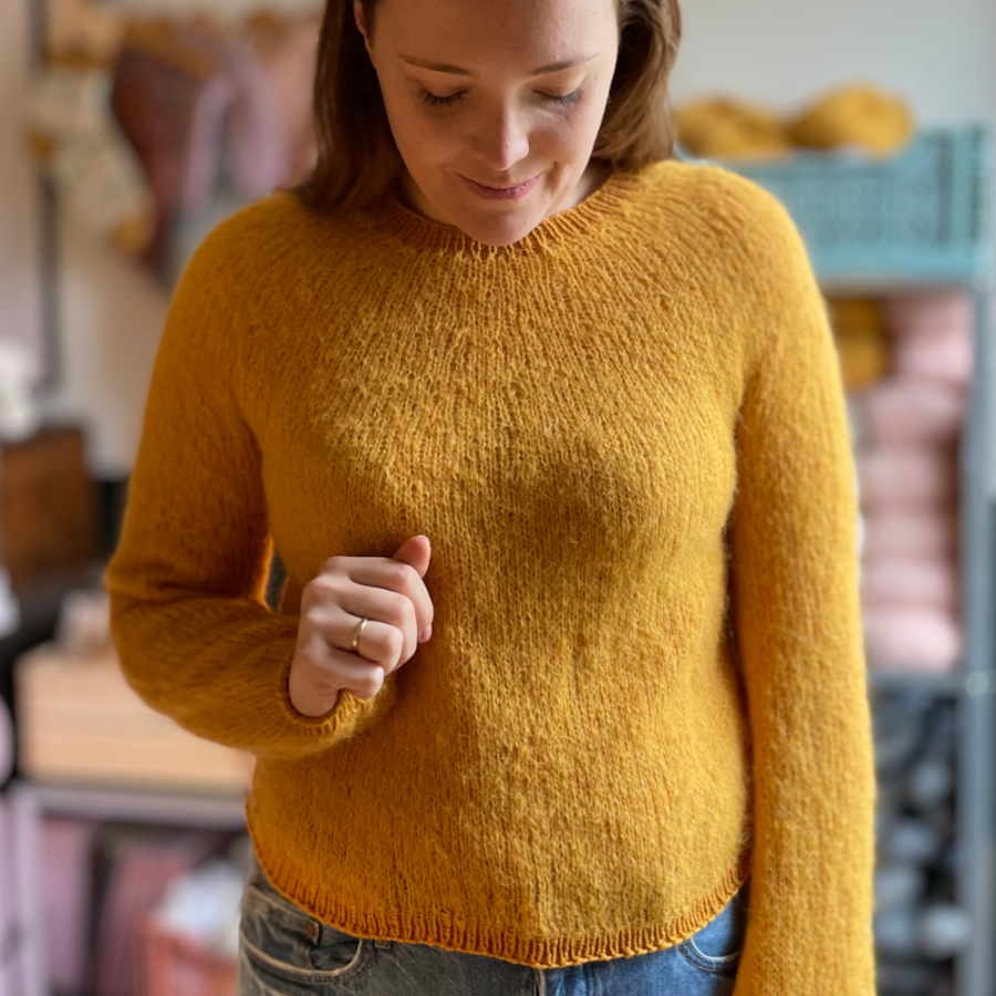 Flowery Sweater My Size Knitting Pattern | Light Top Down Sweater