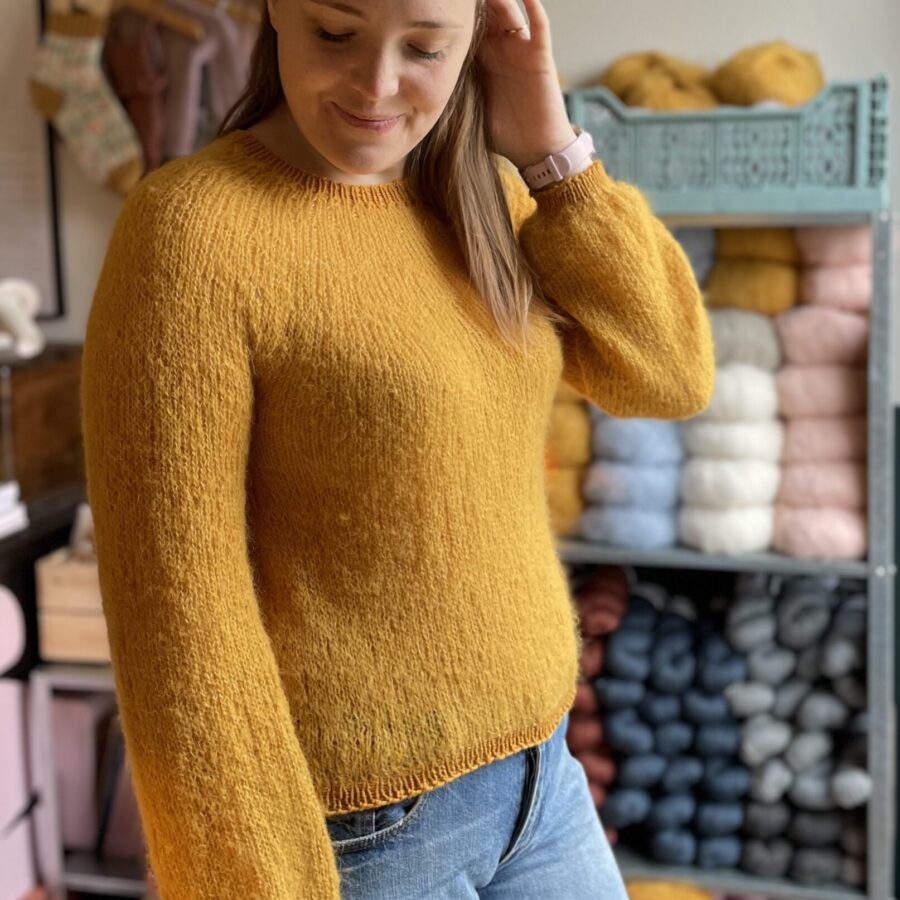 Flowery Sweater My Size Knitting Pattern | Light Top Down Sweater